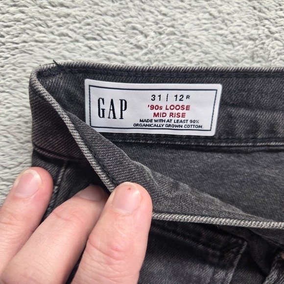 Gap 1969 Jeans Womens 12 Black 90s Loose Straight Mid Rise Faded Denim - Picture 8 of 14